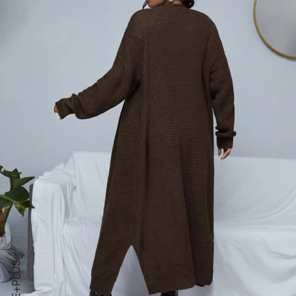 Shein Plus drop shoulder open front split hem cardigan 2xl - Picture 10 of 17